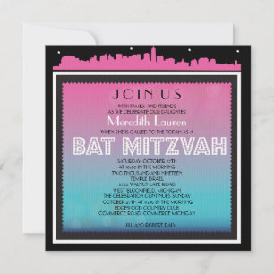 KLASSIEKE BROADWAY Vleermuis Mitzvah Uitnodiging-r Kaart