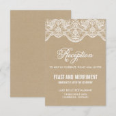 Klassieke Brokaat Kant Bruilofts Ontvangstkaart Informatiekaartje (Voorkant / Achterkant)