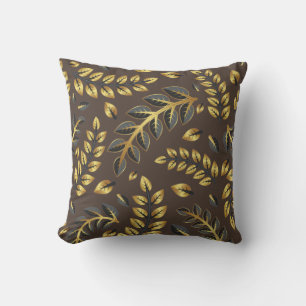 Klassieke Bronze & Gold Leaves op Solid Background Kussen
