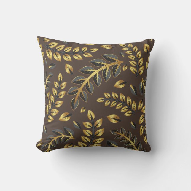 Klassieke Bronze & Gold Leaves op Solid Background Kussen (Voorkant)