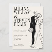 Klassieke bruid- en bruidegomillustratie bruiloft kaart (Voorkant)