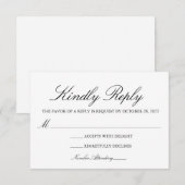 Klassieke bruiloft-antwoordkaart RSVP kaartje (Voorkant / Achterkant)