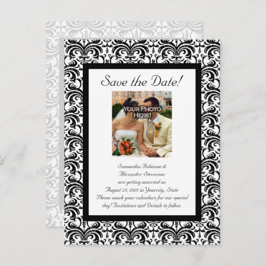 Klassieke bruiloft Bewaar de datum Aankondigingskaart (Voorkant / Achterkant)