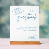 Klassieke bruiloft Bloemen Foto Guestbook Signage Acryl Bord (Neutraal)