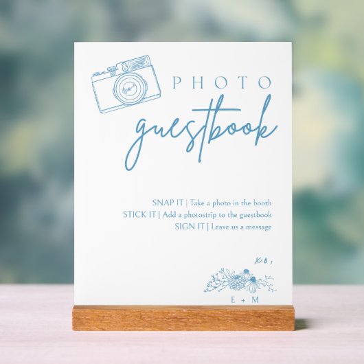 Klassieke bruiloft Bloemen Foto Guestbook Signage Acryl Bord (Neutraal)