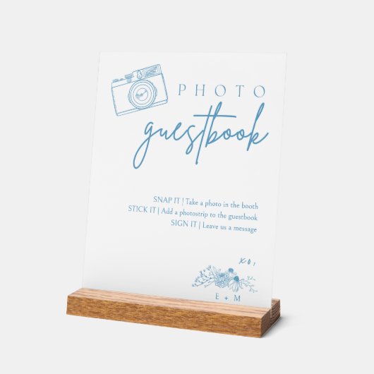 Klassieke bruiloft Bloemen Foto Guestbook Signage Acryl Bord (Hoek)