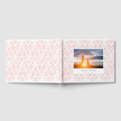 Klassieke bruiloft Elegant Damask Pattern Peach Co Gastenboek (Volledig)
