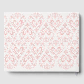Klassieke bruiloft Elegant Damask Pattern Peach Co Gastenboek (Achterkant)
