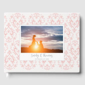Klassieke bruiloft Elegant Damask Pattern Peach Co Gastenboek (Voorkant)
