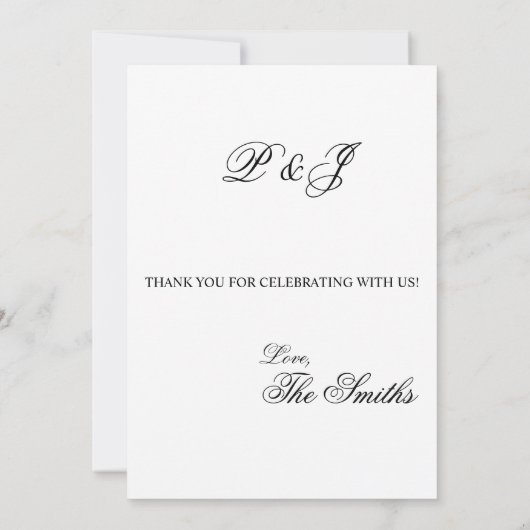 Klassieke bruiloft Hartelijk dank Bedankkaart (Achterkant)