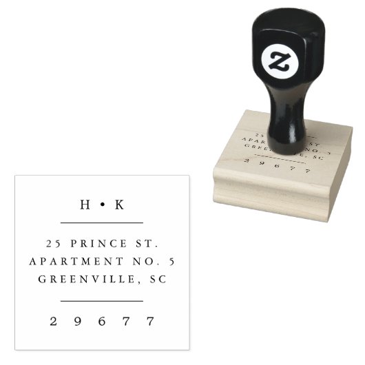 Klassieke bruiloft Monogram Retouradres Rubberstempel (Gestempeld)