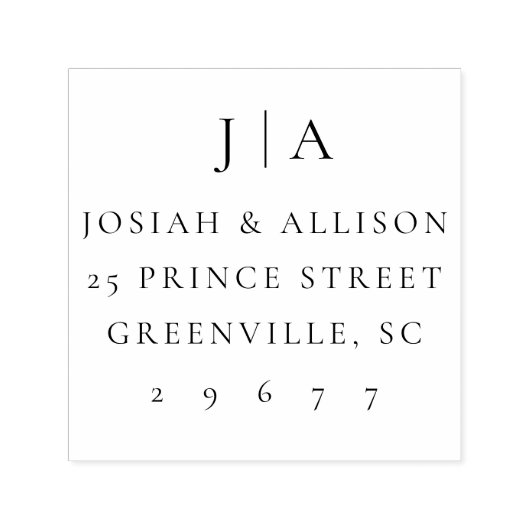 Klassieke bruiloft Monogram Retouradres Zelfinktende Stempel (Design)