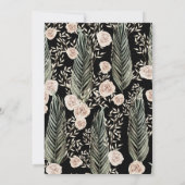 Klassieke bruiloft, roze rozen, beige, groen gebla kaart (Achterkant)