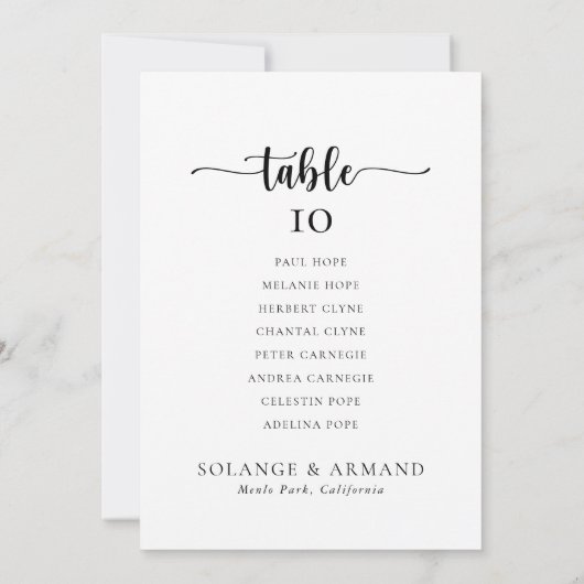 Klassieke bruiloft Tabel 6 Zitkaartje Kaart (Achterkant)