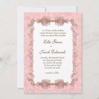 Klassieke bruiloft uitnodigen / roze elegantie kaart
