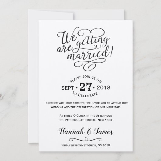 KLASSIEKE BRUILOFT UITNODIGING KAART - KRAFT PAPIE (Voorkant)