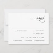 Klassieke bruiloft zwart-wit elegant script RSVP kaartje (Voorkant)