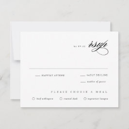 Klassieke bruiloft zwart-wit elegant script RSVP kaartje