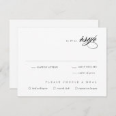 Klassieke bruiloft zwart-wit elegant script RSVP kaartje (Voorkant / Achterkant)