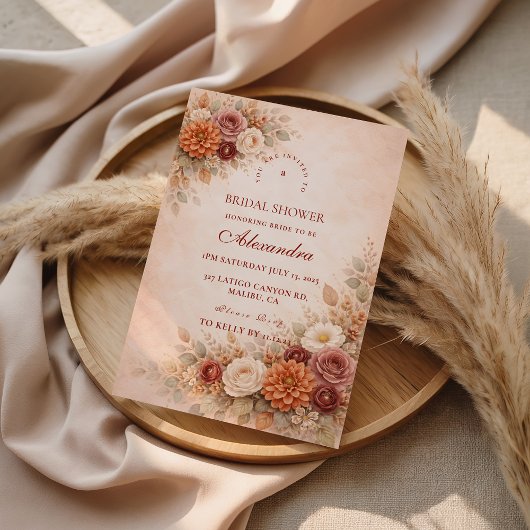 Klassieke Bruiloftsborrel met Herfstbloemen Kaart