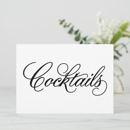 Klassieke | Bruiloftscocktailschild Kaart (Staand voorkant)