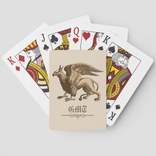 Klassieke bruin en beige Griffin - Legendary Beast Pokerkaarten (Achterkant)