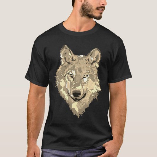 Klassieke bruin gouden waterverf spatten wolf t-shirt (Voorkant)
