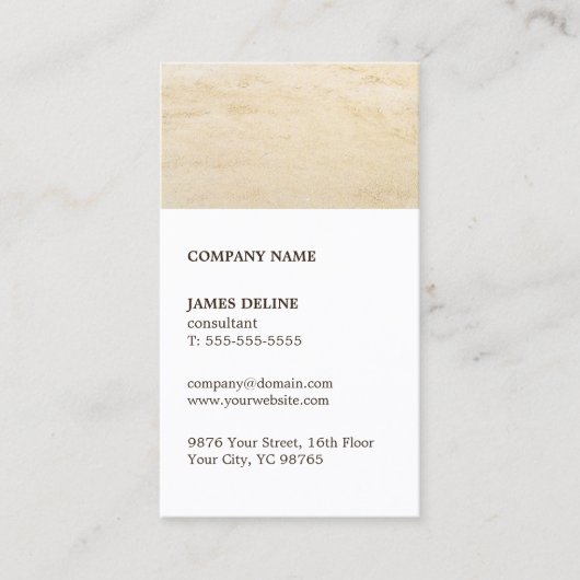 Klassieke Bruin Wit Zand Consultant Visitekaartje (Voorkant)