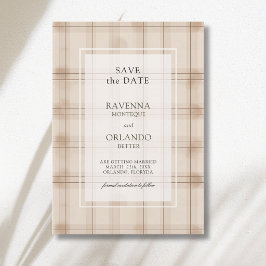 Klassieke bruine cappuccino-kartonnen vintage brui save the date