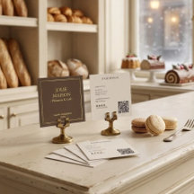 Klassieke bruine crèmestrepen Parisian Bakery QR