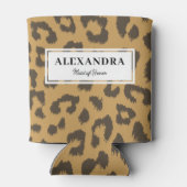 Klassieke bruine dierenprint vrijgezellenfeest blikjeskoeler (Achterkant)