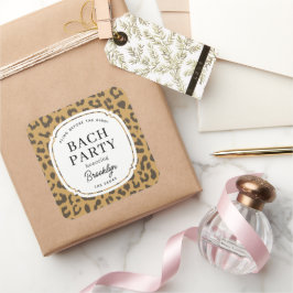 Klassieke bruine dierenprint vrijgezellenfeestje vierkante sticker