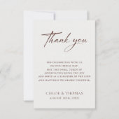 Klassieke bruine & Ecru minimalistische witte brui Bedankkaart (Voorkant)