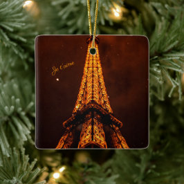 Klassieke bruine en Oranje Eiffeltower Souvenir Keramisch Ornament