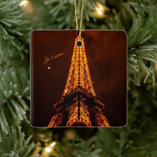 Klassieke bruine en Oranje Eiffeltower Souvenir Keramisch Ornament (Boom)