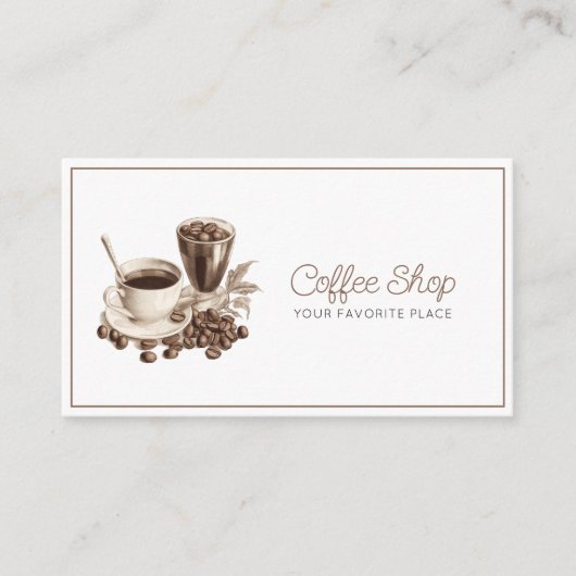 Klassieke bruine en witte  Espresso Koffee Shop Visitekaartje (Voorkant)