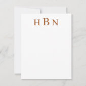 Klassieke bruine gepersonaliseerde monogram-initia notitiekaartje (Voorkant)