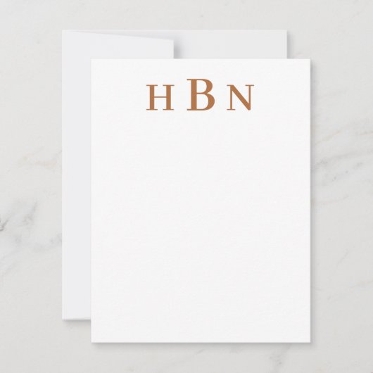 Klassieke bruine gepersonaliseerde monogram-initia notitiekaartje (Voorkant)