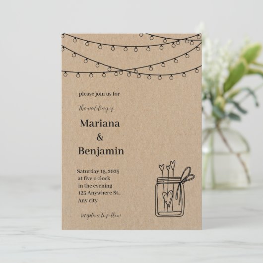 Klassieke Bruine Huwelijksuitnodiging Kaart (Staand voorkant)