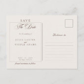 Klassieke bruine kalligrafie foto save the date briefkaart (Achterkant)