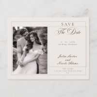 Klassieke bruine kalligrafie foto save the date