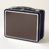 Klassieke bruine leren metalen lunchcontainer (Voorkant)