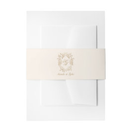 Klassieke Bruine Monogram Wapen Invitatie Buikband Uitnodigingen Wikkel