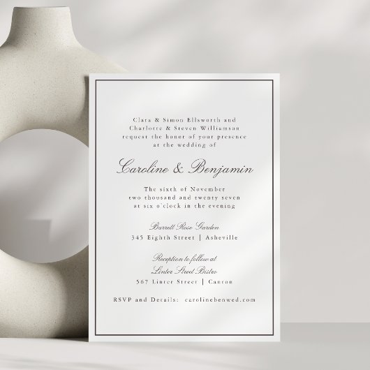 Klassieke bruine rand script elegante trouwerij RS Kaart