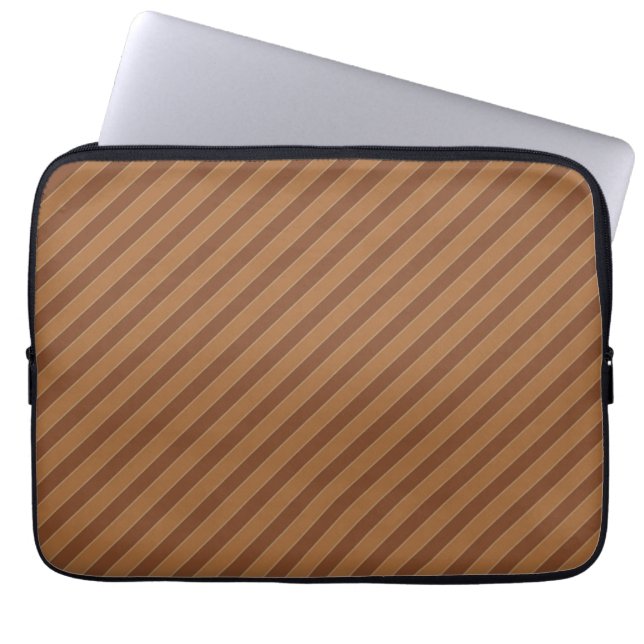Klassieke bruine strepen laptop sleeve (Voorkant)
