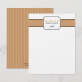 Klassieke bruine strepen van achter het bureau van notitiekaartje (Voorkant / Achterkant)