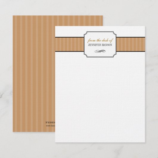 Klassieke bruine strepen van achter het bureau van notitiekaartje (Voorkant / Achterkant)