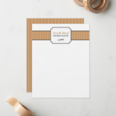 Klassieke bruine strepen van achter het bureau van notitiekaartje (Voorkant / Achterkant in situ)