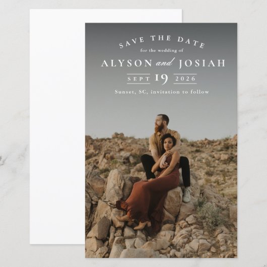Klassieke budgetfoto-bruiloft bespaart datum (Voorkant / Achterkant)