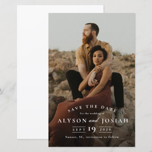 Klassieke budgetfoto-bruiloft bespaart datum (Voorkant / Achterkant)